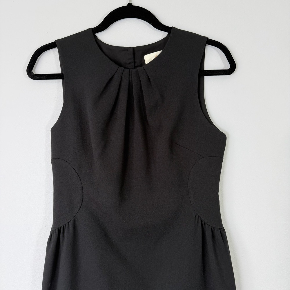 Kate Spade LBD Black Sheath Dress Modest Pleated Neck Career‎ Business Lawyer 8